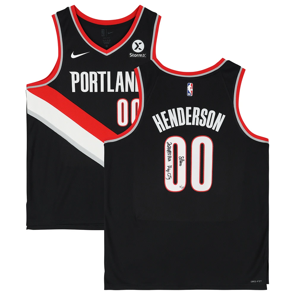 Scoot Henderson Portland Trail Blazers Autographed Black Nike Icon Edition Swingman Jersey with "2023 #3 Pick" and "Rip City" Inscriptions - Limited Edition of 23