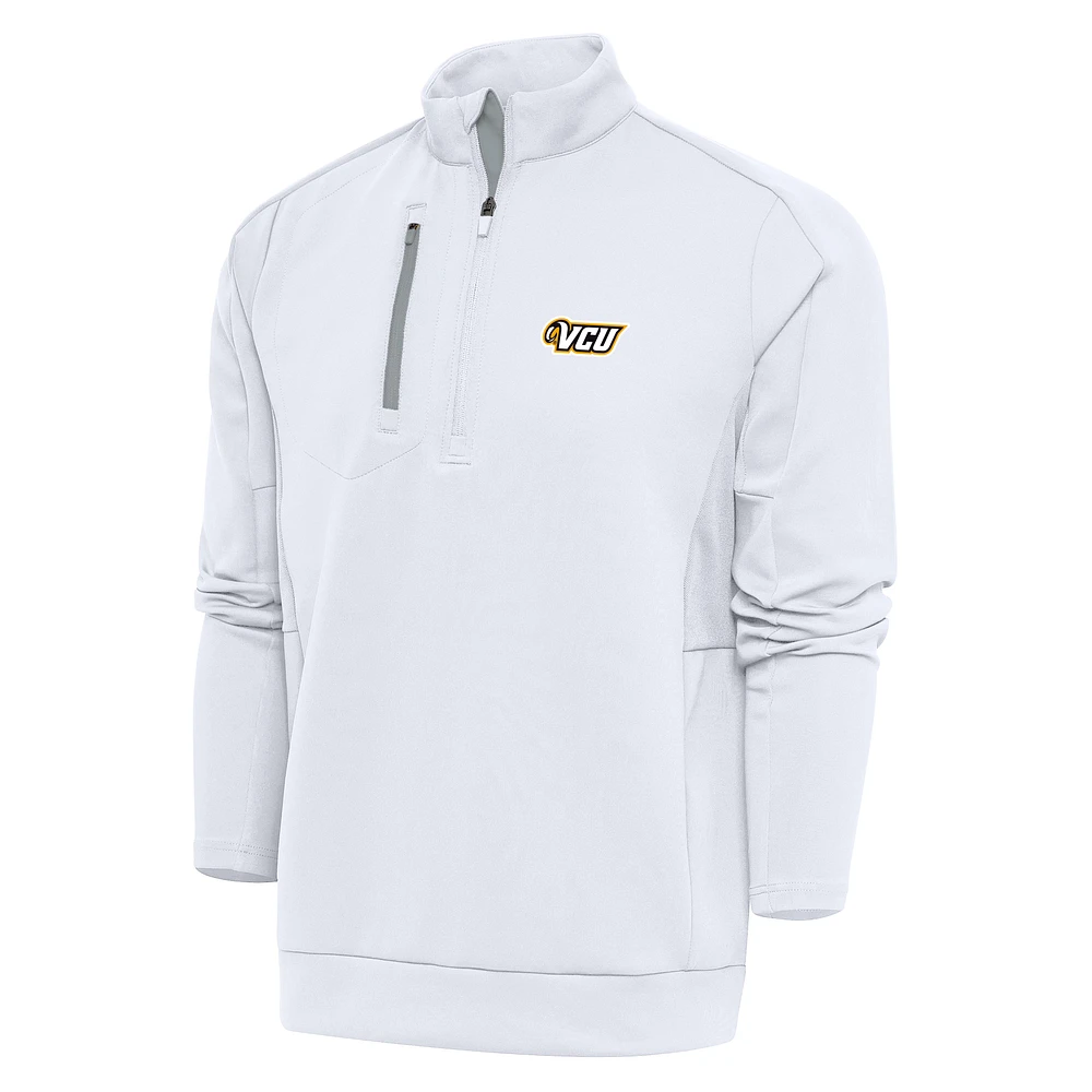 Men's Antigua White VCU Rams Generation Quarter-Zip Pullover Top