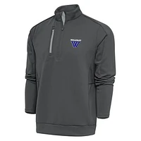 Men's Antigua  Pewter Wellesley Blue Generation Quarter-Zip Pullover Top