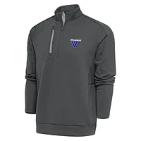 Men's Antigua  Pewter Wellesley Blue Generation Quarter-Zip Pullover Top