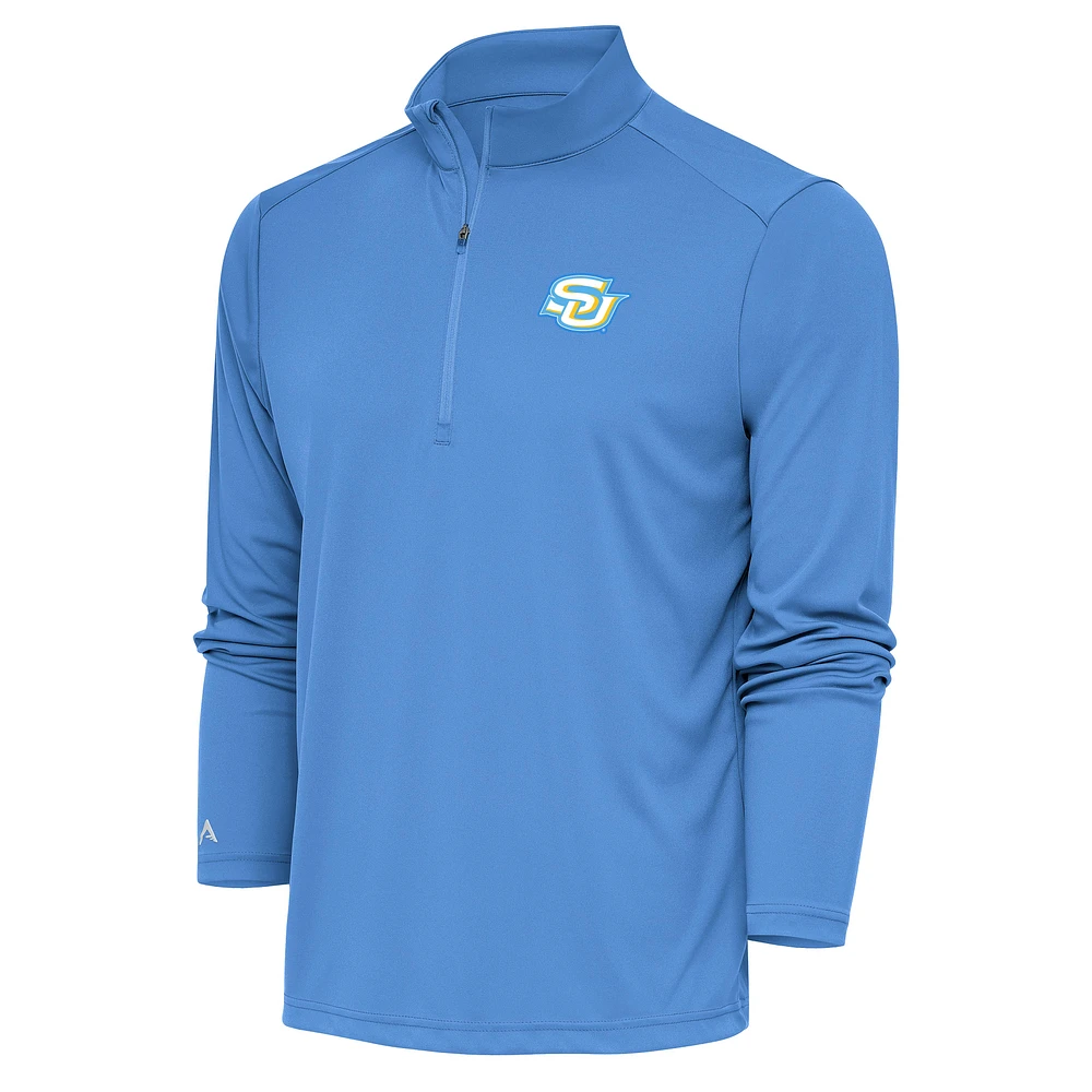 Men's Antigua Light Blue Southern University Jaguars Tribute Quarter-Zip Pullover Top