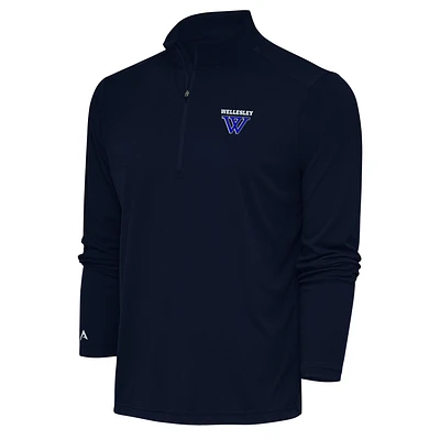 Men's Antigua  Navy Wellesley Blue Tribute Quarter-Zip Pullover Top