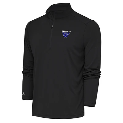 Men's Antigua  Charcoal Wellesley Blue Tribute Quarter-Zip Pullover Top
