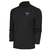 Men's Antigua  Charcoal Wellesley Blue Tribute Quarter-Zip Pullover Top