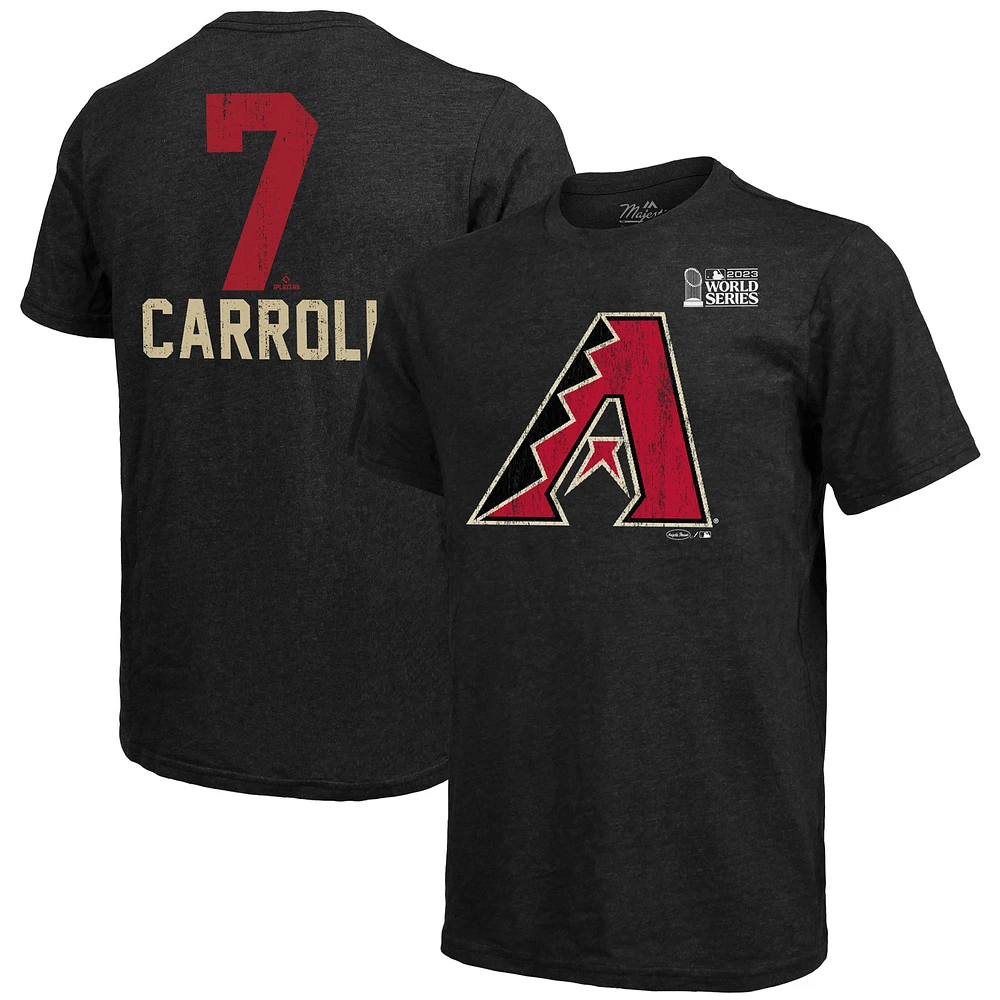 Men's Majestic Threads Corbin Carroll Black Arizona Diamondbacks 2023 World Series Tri-Blend T-Shirt