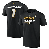 Men's Fanatics Jeremy Swayman Black Boston Bruins Authentic Pro Prime Name & Number T-Shirt