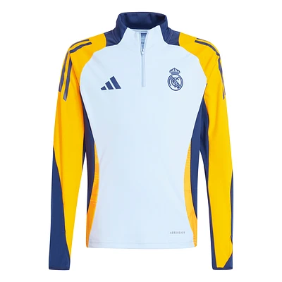 Youth adidas Light Blue Real Madrid 2024/25 AEROREADY Raglan Quarter-Zip Training Top