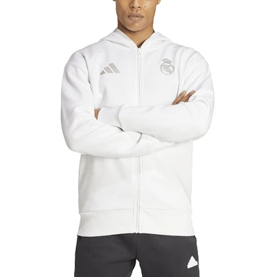 Men's adidas White Real Madrid 2024/25 Anthem Full-Zip Hoodie