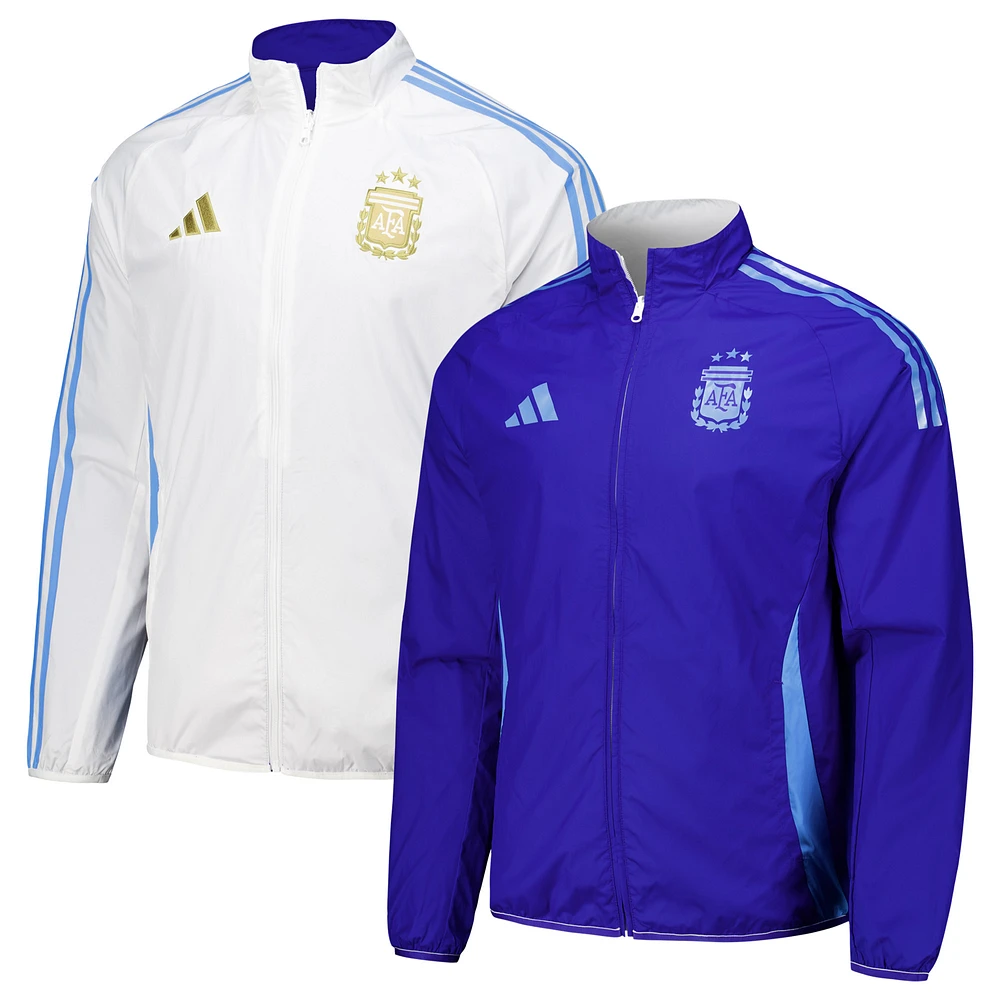 Men's adidas White Argentina National Team 2024 Reversible Anthem Full-Zip Jacket