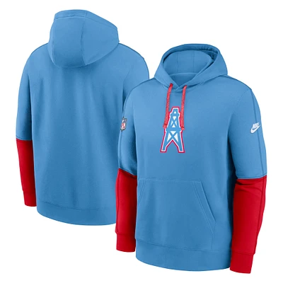 Men's Nike Light Blue Tennessee Titans Oilers Throwback Alternate Logo Club Tri-Blend Pullover Hoodie