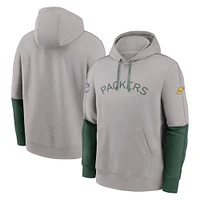 Men's Nike Gray Green Bay Packers  Alternate Logo Club Tri-Blend Pullover Hoodie