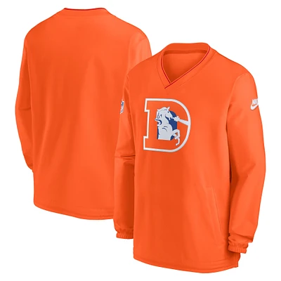 Men's Nike Orange Denver Broncos Throwback Logo Long-Sleeve V-Neck Windshirt