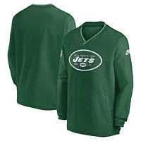 Men's Nike Kelly Green New York Jets Throwback Logo Long-Sleeve V-Neck Windshirt