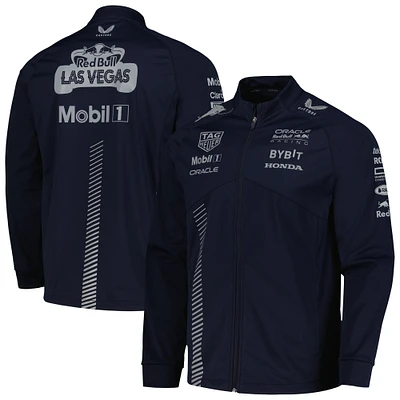 Unisex Castore Navy Red Bull Racing 2023 Las Vegas Grand Prix Official Teamline Softshell Raglan Full-Zip Jacket