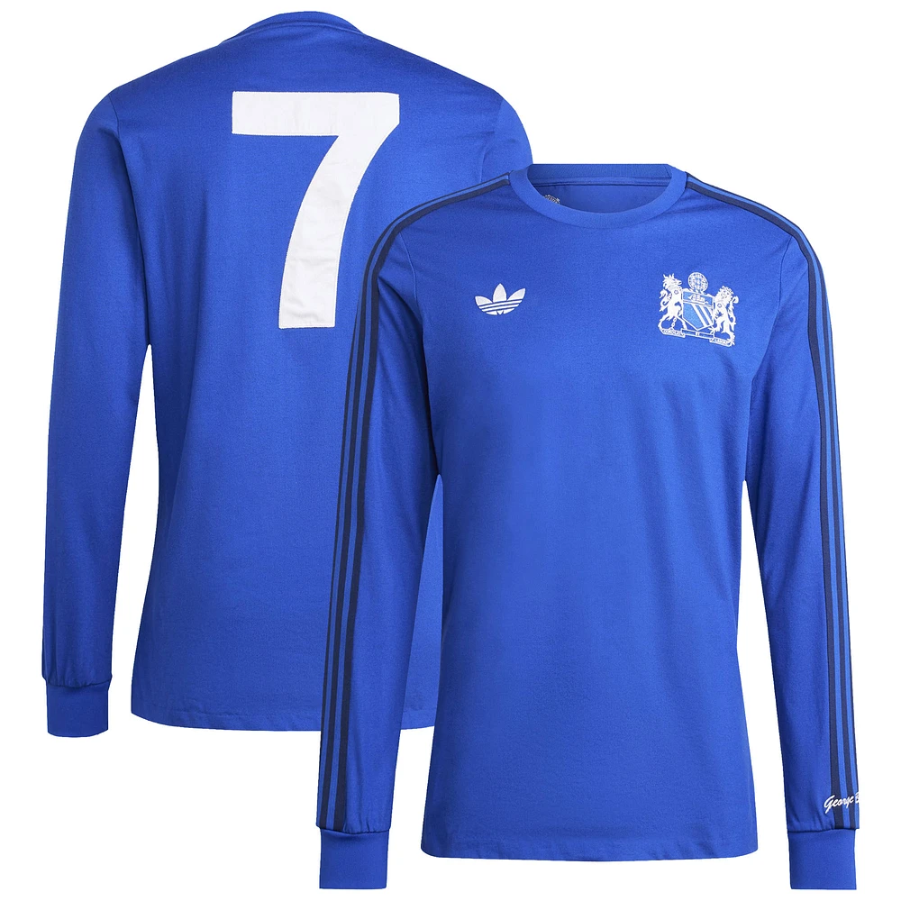 Men's adidas Originals Blue Manchester United x George Best Lifestyler Long Sleeve Jersey