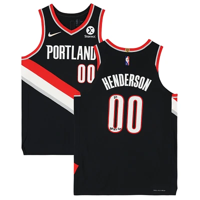 Scoot Henderson Portland Trail Blazers Autographed Black Nike Diamond Icon Edition Authentic Jersey