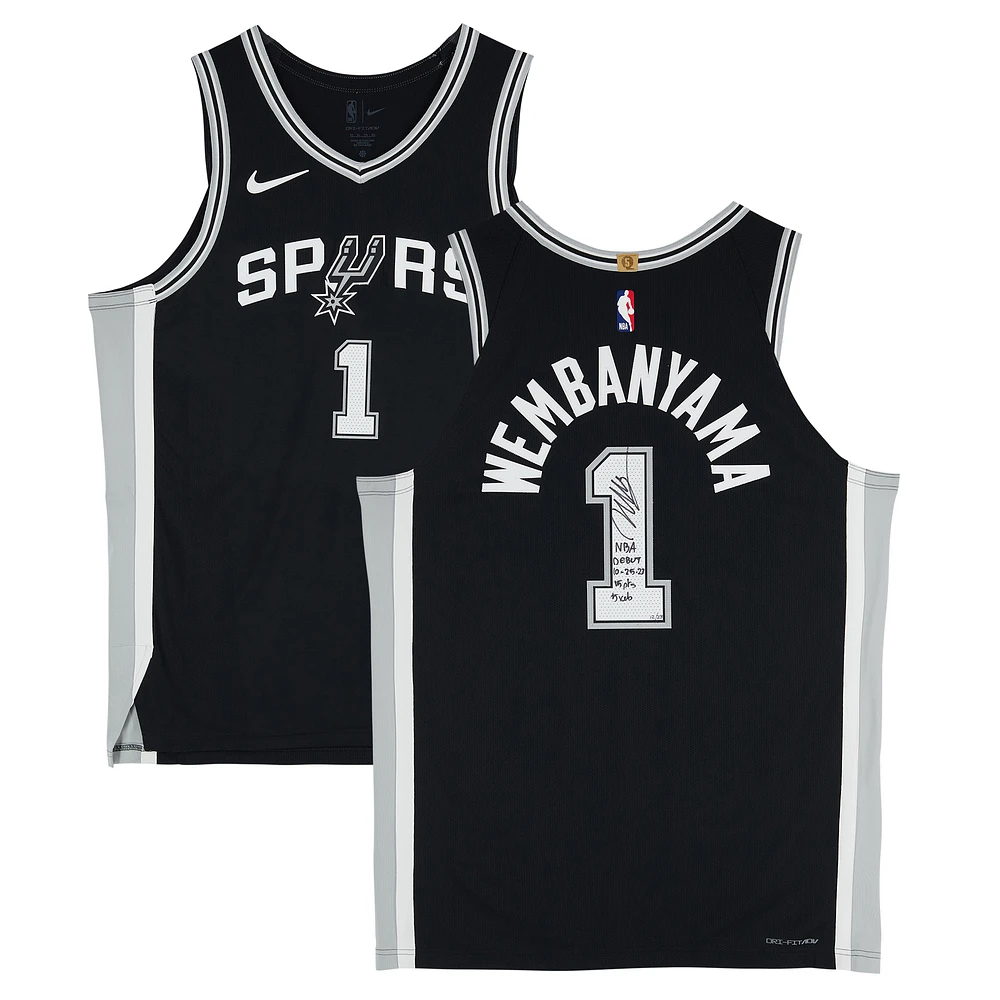 Victor Wembanyama San Antonio Spurs Autographed Black Nike Icon Edition Authentic Jersey with Multiple Inscriptions - Limited Edition of 23