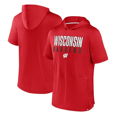 Men's Fanatics  Red Wisconsin Badgers Core Read Raglan Hoodie T-Shirt