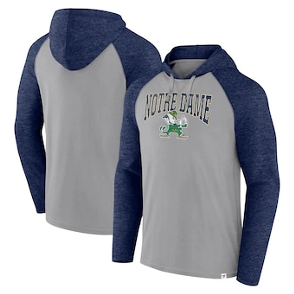 Men's Fanatics Steel Notre Dame Fighting Irish Qualifier Long Sleeve Transitional Hoodie T-Shirt