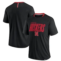 Men's Fanatics Black Nebraska Huskers Defender Fade Slant T-Shirt