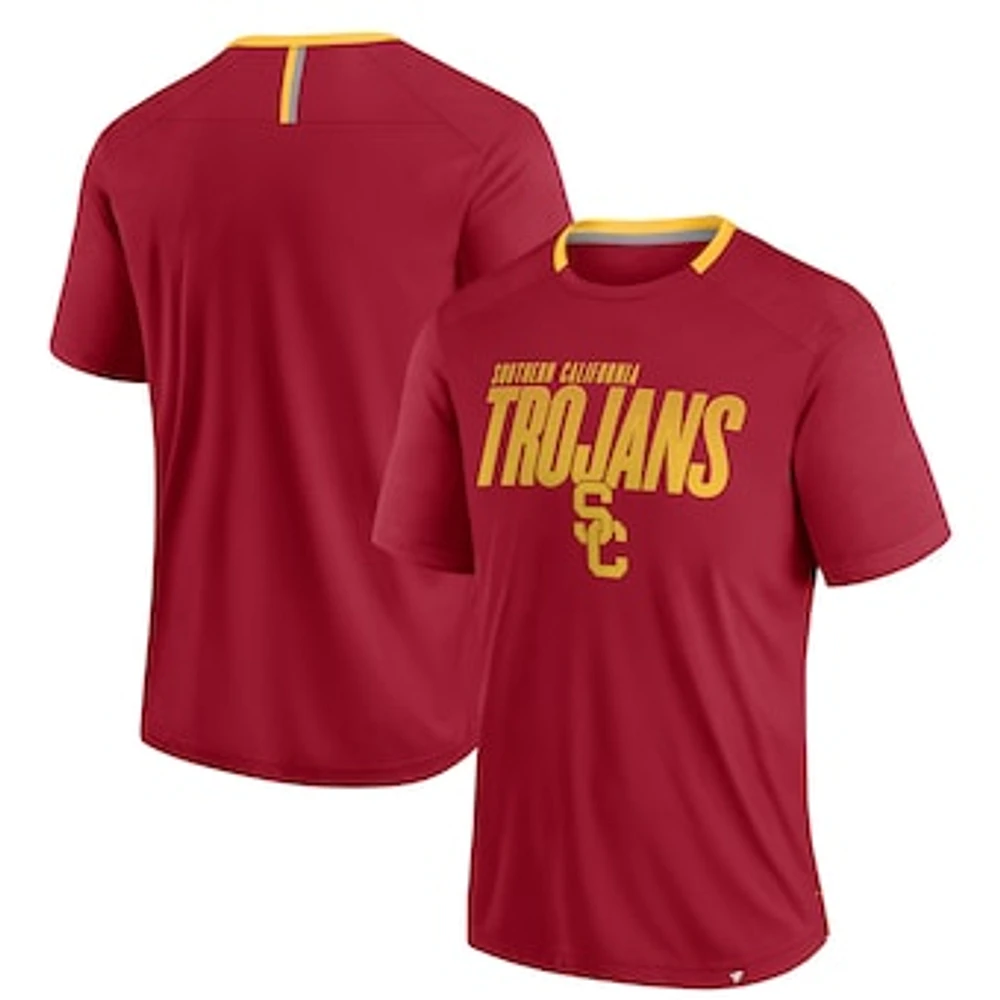 Men's Fanatics Cardinal USC Trojans Defender Fade Slant T-Shirt