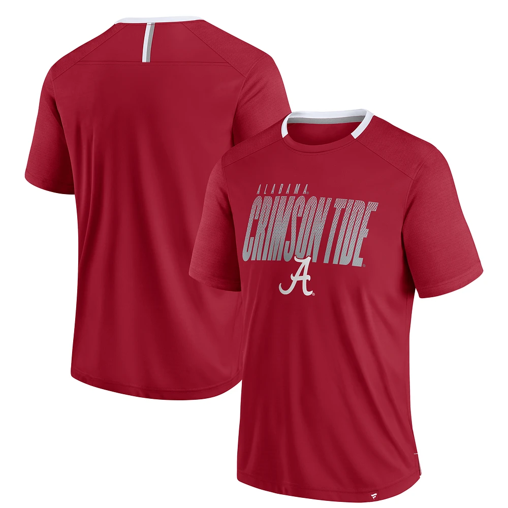 Men's Fanatics Crimson Alabama Tide Defender Fade Slant T-Shirt