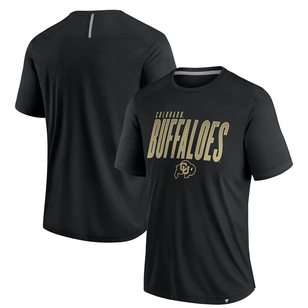 Men's Fanatics Black Colorado Buffaloes Defender Fade Slant T-Shirt