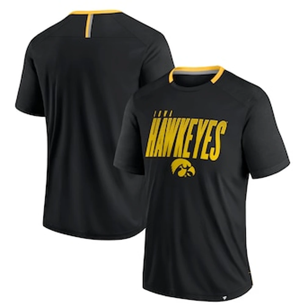 Men's Fanatics Black Iowa Hawkeyes Defender Fade Slant T-Shirt