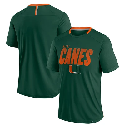 Men's Fanatics Green Miami Hurricanes Defender Fade Slant T-Shirt