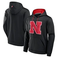 Men's Fanatics  Black Nebraska Huskers Defender Dot Faded Primary Pullover Hoodie