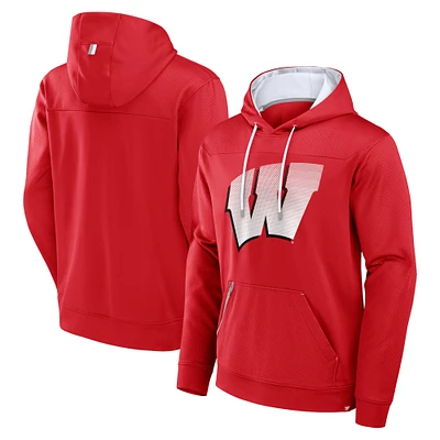 Men's Fanatics Wisconsin Badgers Defender Dot Faded Primary Pullover Hoodie