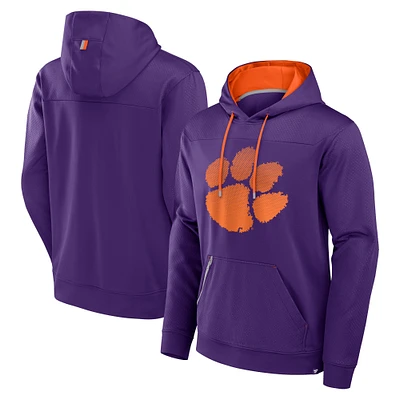 Men's Fanatics  Purple Clemson Tigers Defender Dot Faded Primary Pullover Hoodie