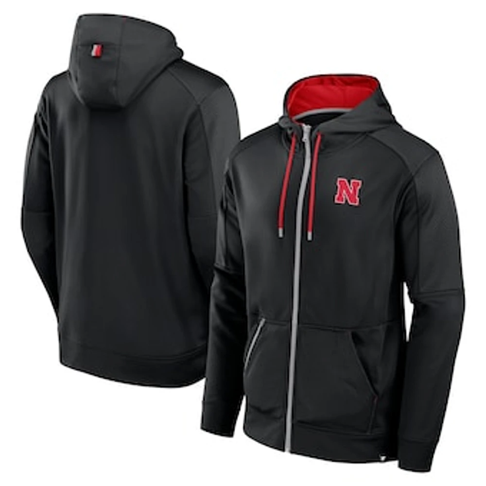 Men's Fanatics Black Nebraska Huskers Defender Full-Zip Hoodie