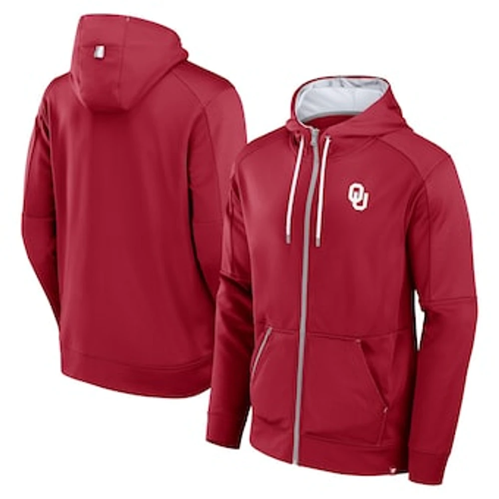 Men's Fanatics Crimson Oklahoma Sooners Defender Full-Zip Hoodie