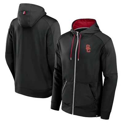 Men's Fanatics Black USC Trojans Defender Full-Zip Hoodie