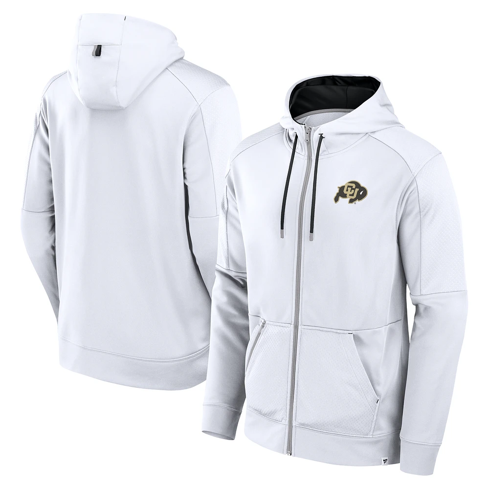 Men's Fanatics White Colorado Buffaloes Defender Full-Zip Hoodie