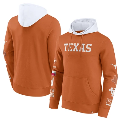 Men's Fanatics  Texas Orange/White Texas Longhorns Color Block Badge Fleece Pullover Hoodie