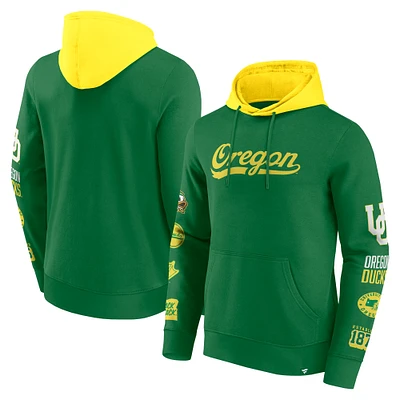 Men's Fanatics  Green/Yellow Oregon Ducks Color Block Badge Fleece Pullover Hoodie