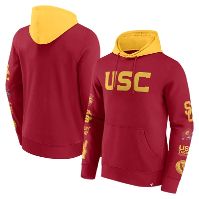 Men's Fanatics  Cardinal/Gold USC Trojans Color Block Badge Fleece Pullover Hoodie