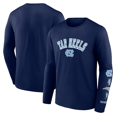 Men's Fanatics Navy North Carolina Tar Heels Badging Long Sleeve T-Shirt