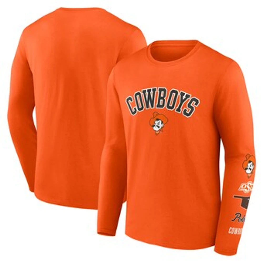 Men's Fanatics Orange Oklahoma State Cowboys Badging Long Sleeve T-Shirt