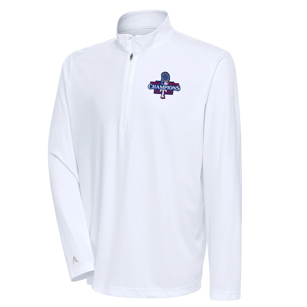 Men's Antigua Texas Rangers 2023 World Series Champions Tribute Lightweight Quarter-Zip Pullover Top