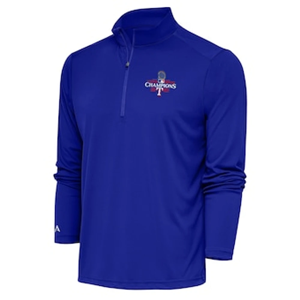 Men's Antigua  Royal Texas Rangers 2023 World Series Champions Tribute Lightweight Quarter-Zip Pullover Top