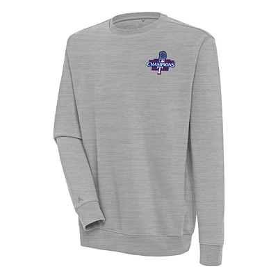 Men's Antigua  Heather Gray Texas Rangers 2023 World Series Champions Victory Pullover Sweatshirt