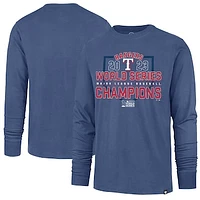 Men's '47  Royal Texas Rangers 2023 World Series Champions Playoff Franklin Long Sleeve T-Shirt