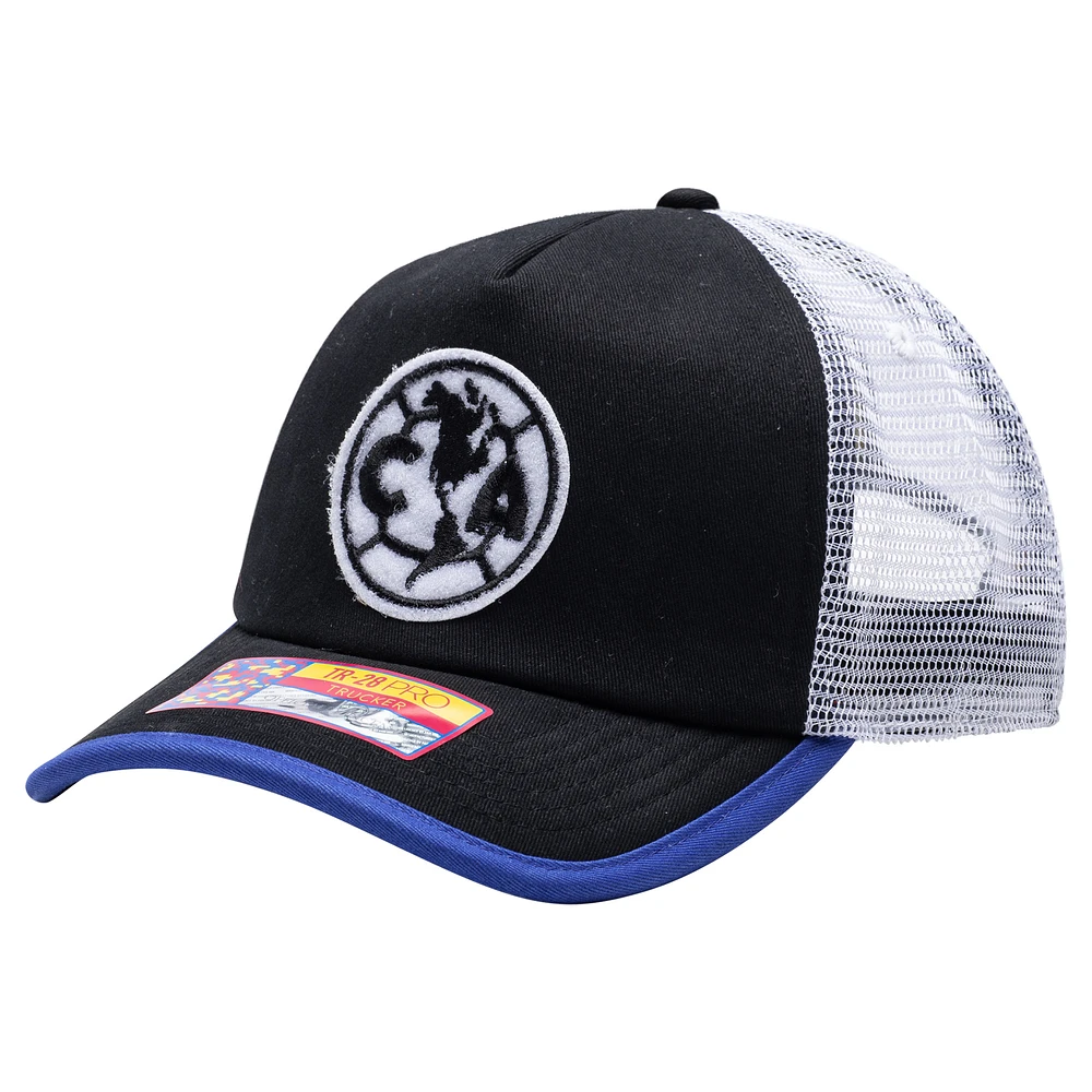 Unisex Black Club America Strike One8th Trucker Adjustable Hat