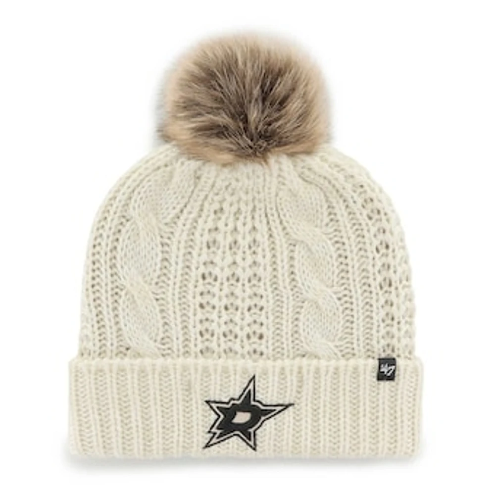 Women's '47 Cream Dallas Stars Meeko Cuffed Knit Hat with Pom