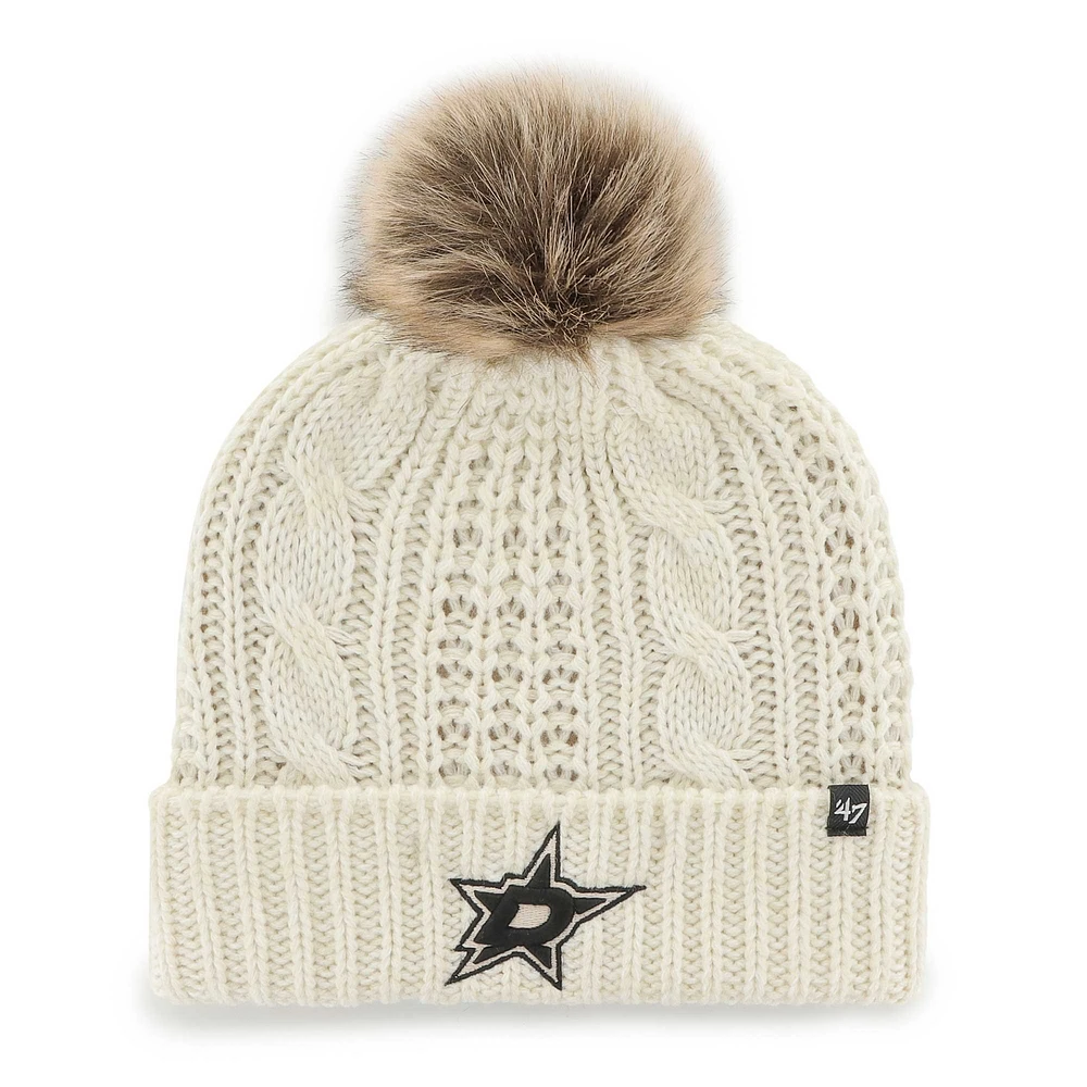 Women's '47 Cream Dallas Stars Meeko Cuffed Knit Hat with Pom