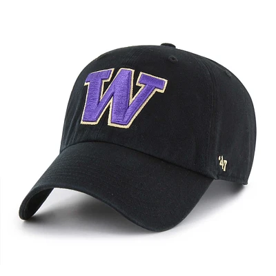 Men's '47 Black Washington Huskies Clean Up Adjustable Hat