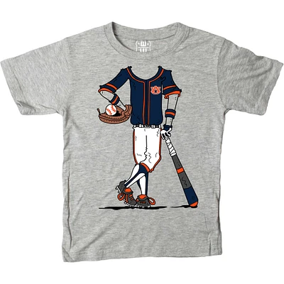 Youth Wes & Willy Gray Auburn Tigers Baseball Player T-Shirt